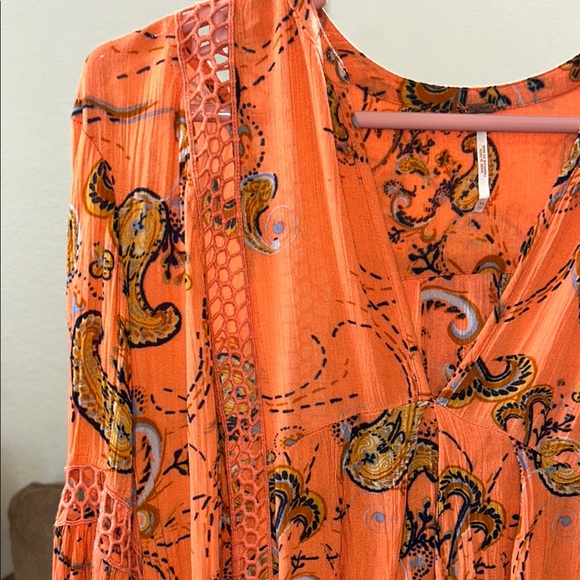 Free People Just The Two Of Us Floral Lace Inset Tunic Dress Size XS - Picture 3 of 8